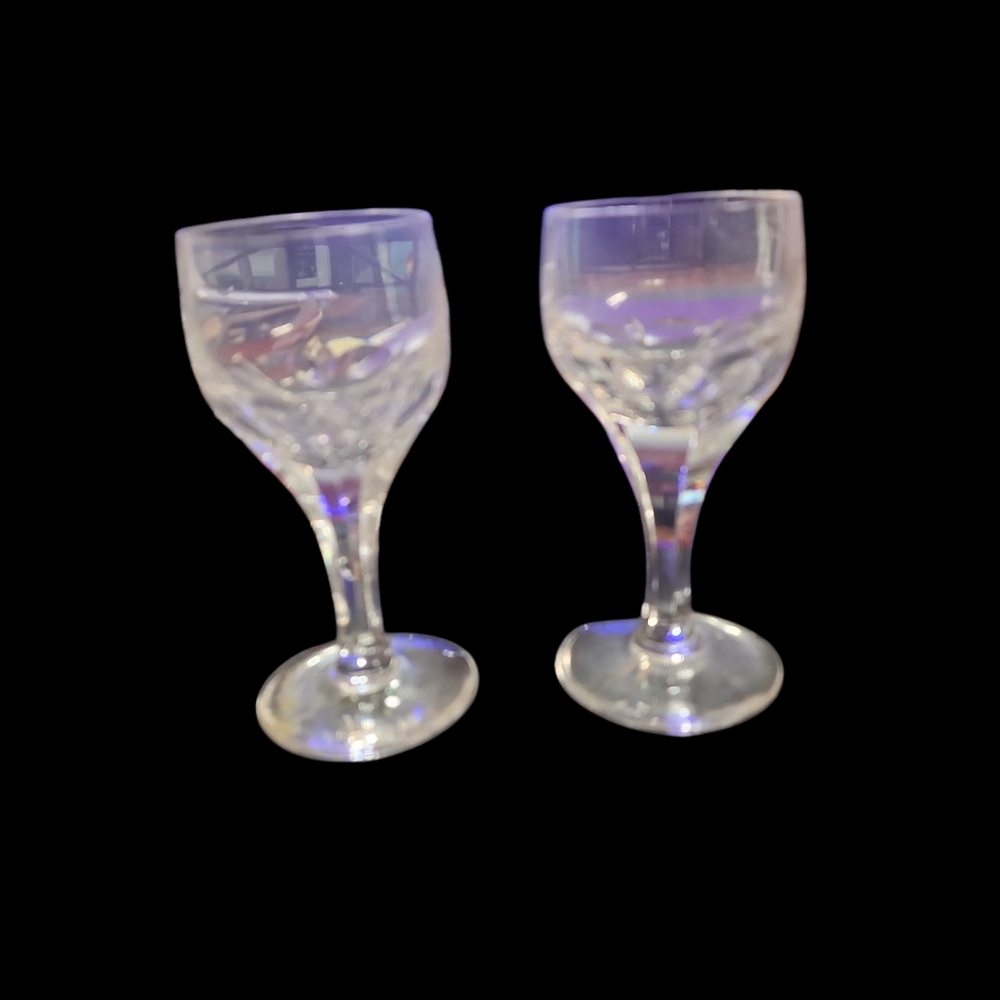 Clear White Wine Crystal Drinkware Set for Dining Set Of 2 Short Stem.